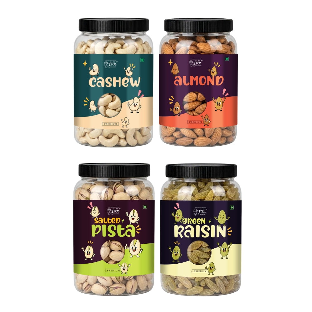 Premium 4 Dry Fruits Combo (200g Each) – Cashews, Almonds, Pistachios & Raisins