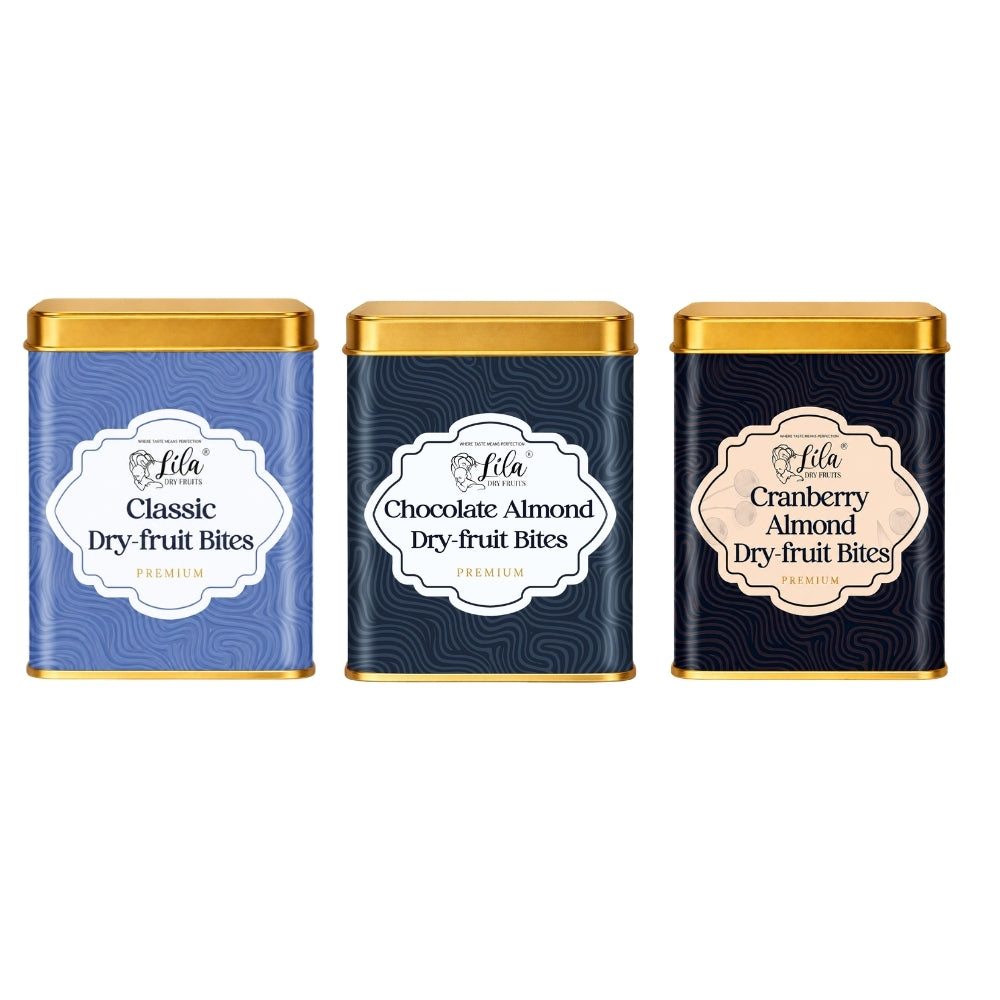 Lila Dry Fruits Date Bites Classic, Chocolate Almond & Cranberry Almond (Pack of 3)