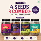 Premium 4 Seeds Combo (200g Each) – Chia Seeds, Flax Seeds, Pumpkin Seeds & Sunflower Seeds