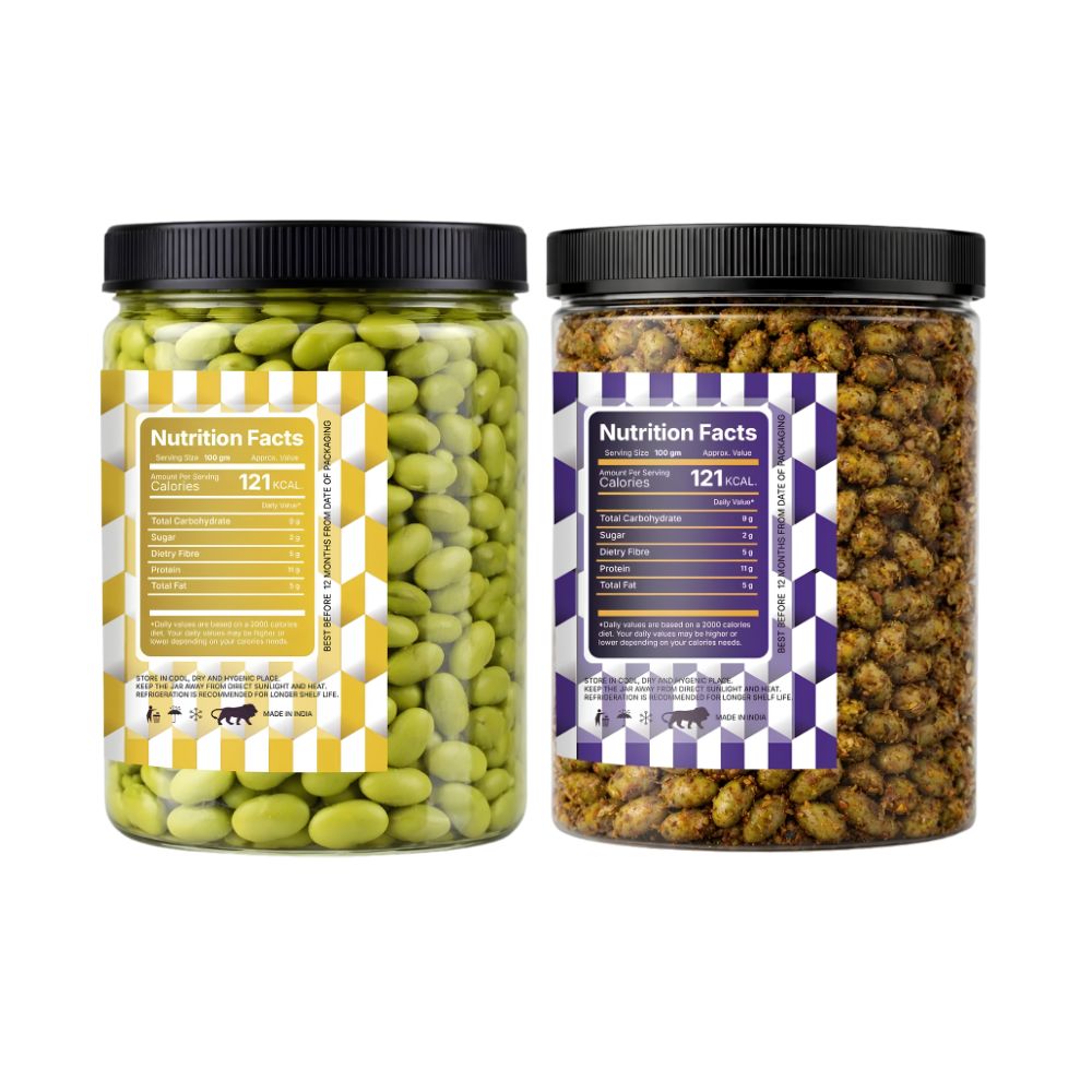 Lila Dry Fruits Premium Edamame 2 Flavours Combo – Classic & Magic Masala (Pack of 2, 100g Each)