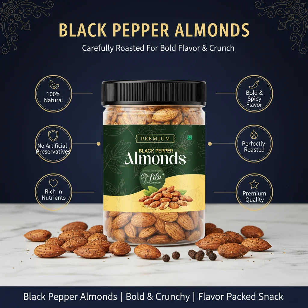 Black Pepper Flavoured Almonds 250g Crunchy Roasted Snack