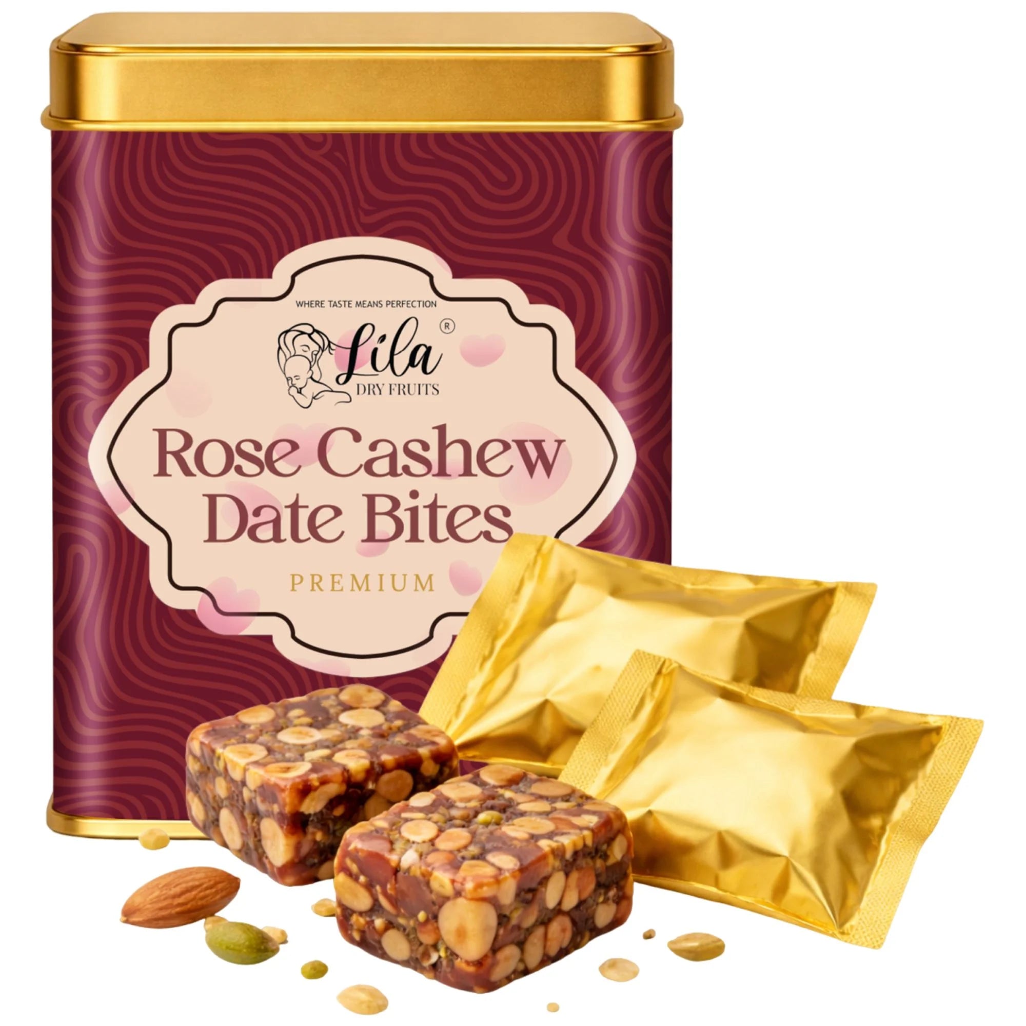 Rose Cashew Dry Fruit Bites with Gulkand & Desi Ghee 200g