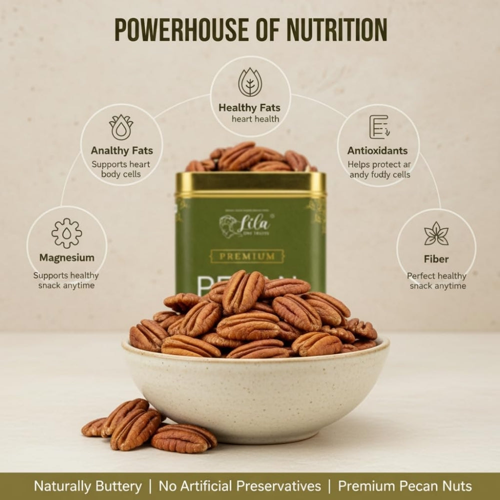 LILA DRY FRUITS Pecan Nuts 275g | Rich in Fiber & Healthy Fats