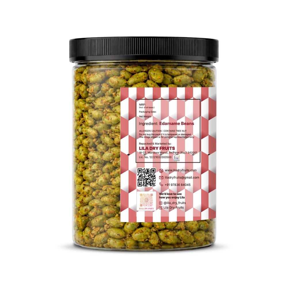 LILA DRY FRUITS Indian Tadka Roasted Edamame | Crunchy Vegan Snack