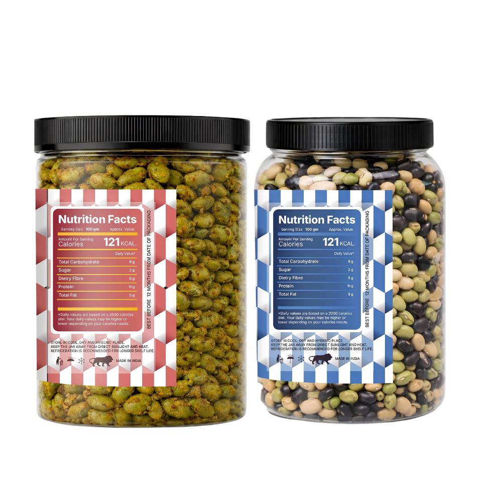Lila Dry Fruits Premium Edamame 2 Flavours Combo – Indian Tadka & Protein Beans (Pack of 2, 100g Each)