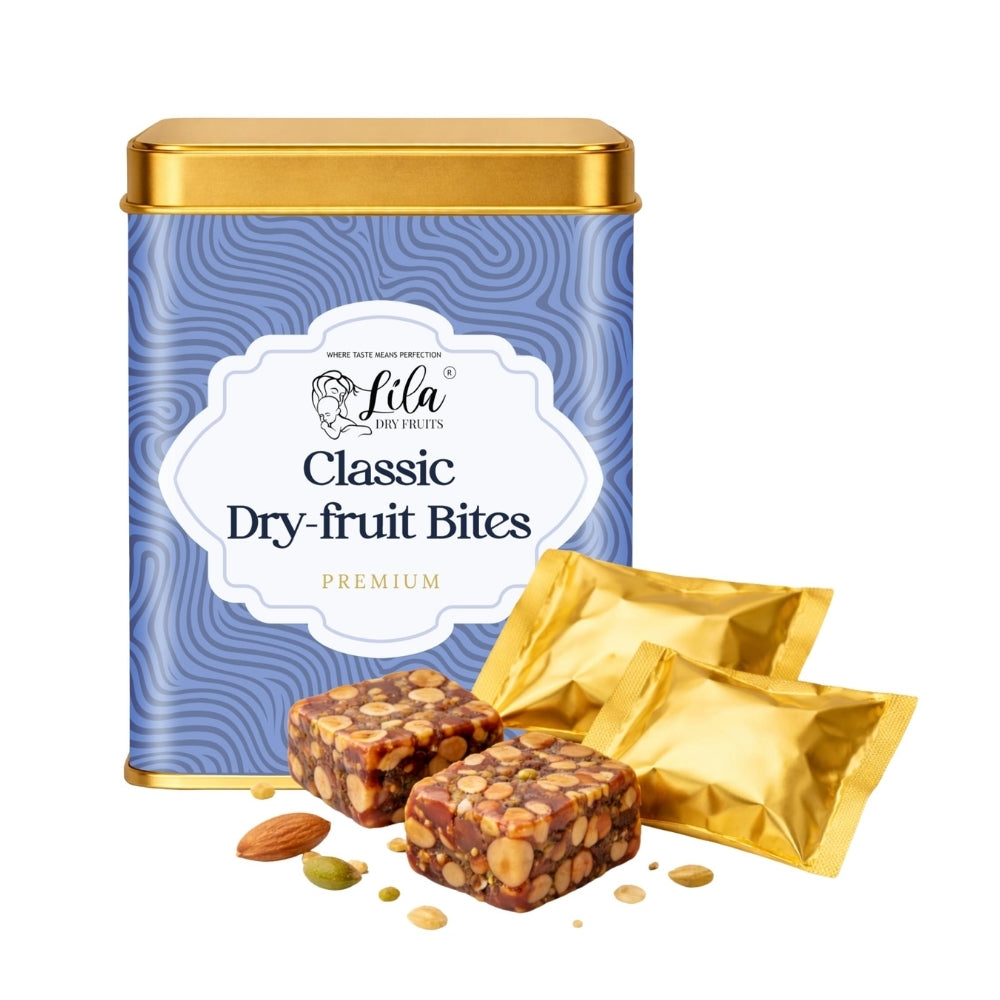 LILA DRY FRUITS Dry Fruit Bites 200 g (10 Pieces) Classic Dates Barfi with Almonds Cashews Pistachios Honey Ghee