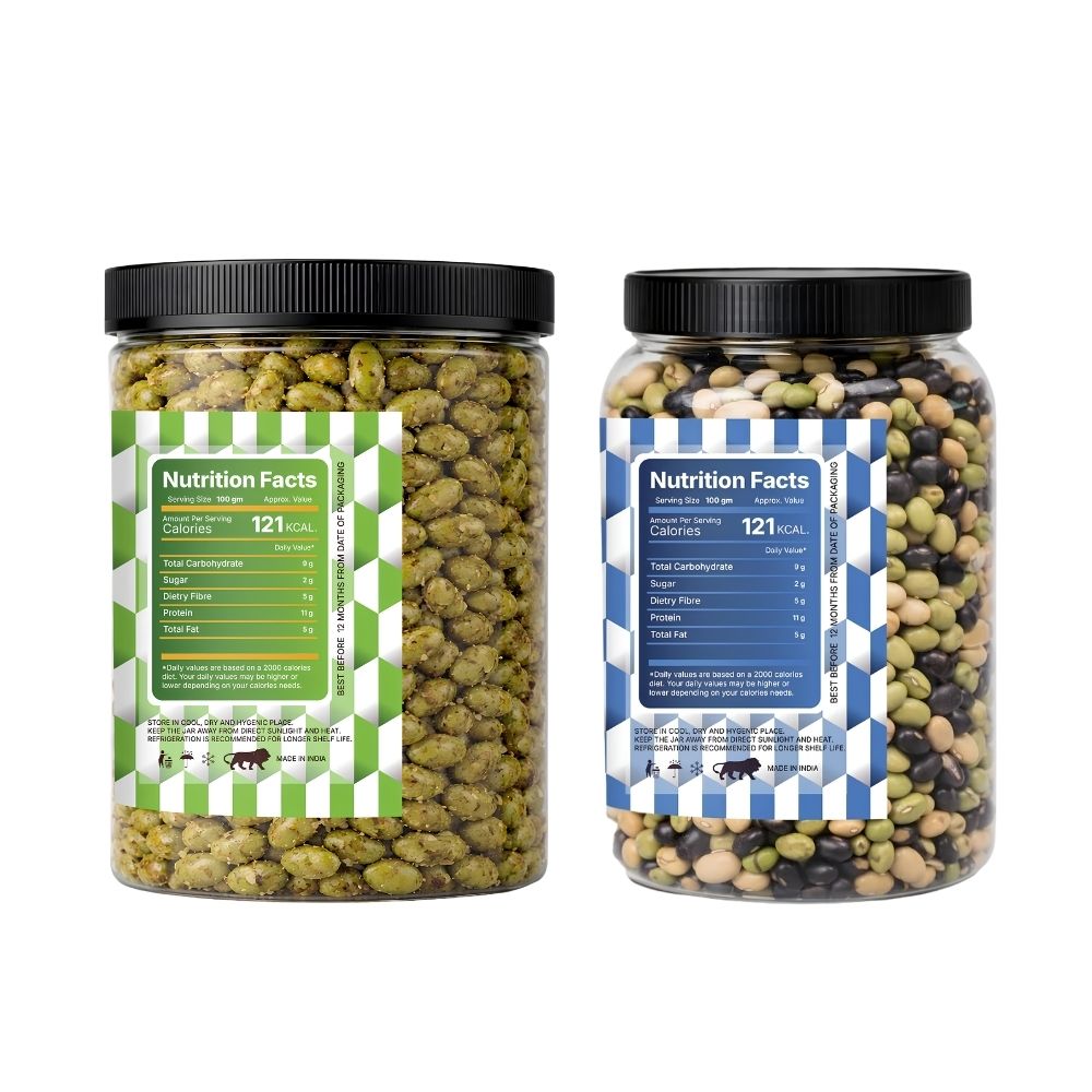 Lila Dry Fruits Premium Edamame 2 Flavours Combo – Roasted & Salted Edamame & Protein Beans (Pack of 2, 100g Each)
