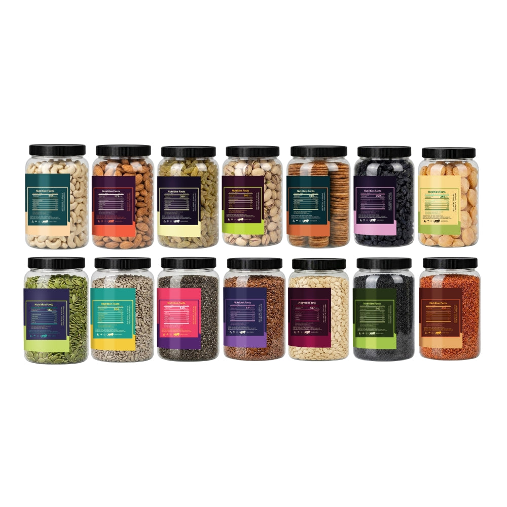 7 Dry Fruits & 7 Seeds Combo | Cashew, Almonds, Raisins, Pista, Anjeer, Black Raisins, Apricots, Pumpkin, Sunflower, Chia, Flax, Watermelon, Basil & Halim Seeds