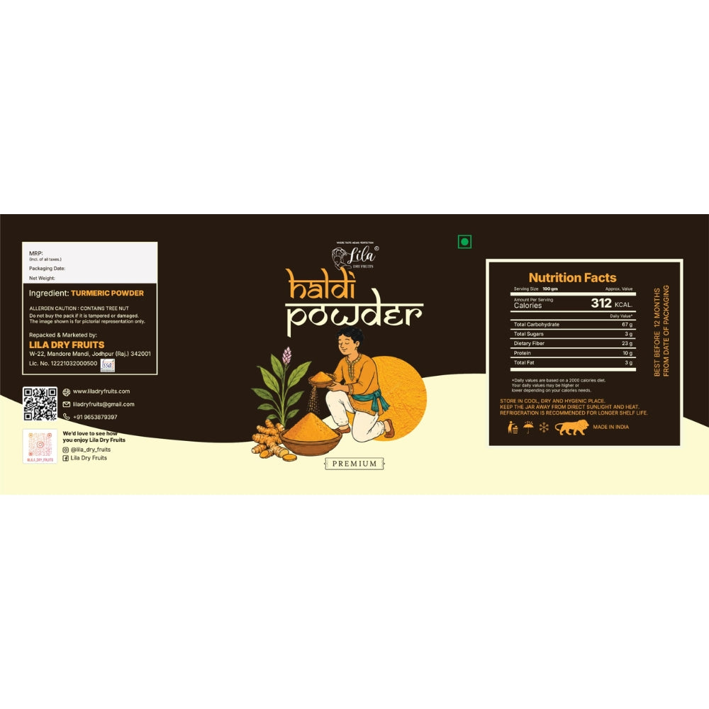 LILA DRY FRUITS Haldi Turmeric Powder | Ground Haldee Kitchen Spice