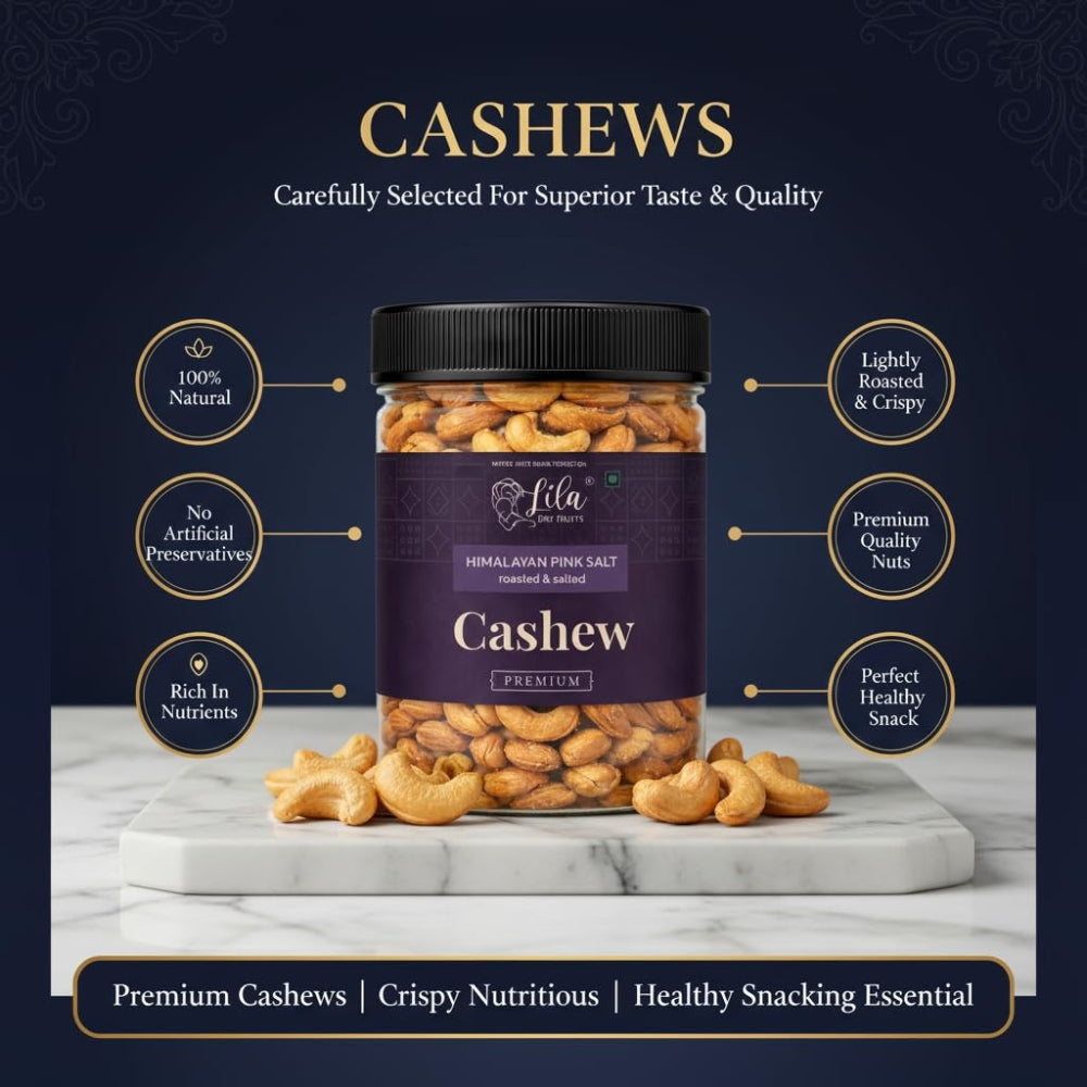 LILA DRY FRUITS Himalayan Pink Salt Roasted Cashews | Crunchy Kaju Snack