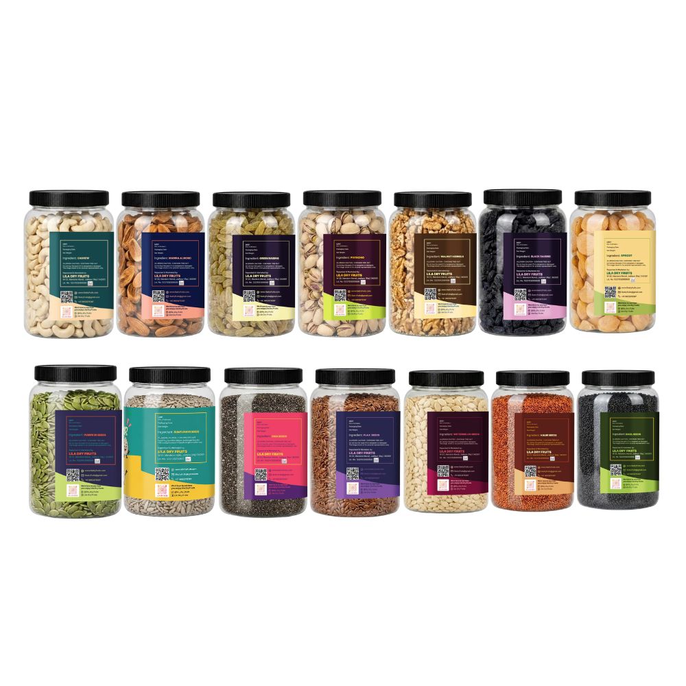7 Seeds & 7 Dry Fruits Mix | Cashew, Almonds, Raisins, Pista, Walnut, Black Raisins, Apricots with Pumpkin, Sunflower, Chia, Flax, Watermelon, Basil & Halim Seeds | Premium Healthy Combo