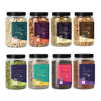 4 Seeds & 4 Dry Fruits Combo Pack (100g Each) | Cashew, Almond, Raisins, Walnut, Pumpkin, Sunflower, Chia & Flax Seeds