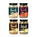 Premium 4 Dry Fruits Combo Pack (200g Each) – Cashews, Almonds, Walnuts & Raisins | Healthy Mixed Dry Fruits