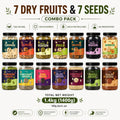 7 Dry Fruits & 7 Seeds Combo | Cashew, Almonds, Raisins, Pista, Anjeer, Black Raisins, Apricots, Pumpkin, Sunflower, Chia, Flax, Watermelon, Basil & Halim Seeds
