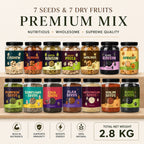 7 Seeds & 7 Dry Fruits Mix | Cashew, Almonds, Raisins, Pista, Walnut, Black Raisins, Apricots with Pumpkin, Sunflower, Chia, Flax, Watermelon, Basil & Halim Seeds | Premium Healthy Combo