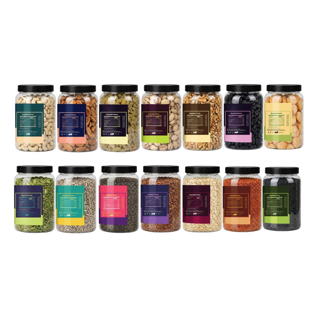 7 Seeds & 7 Dry Fruits Mix | Cashew, Almonds, Raisins, Pista, Walnut, Black Raisins, Apricots with Pumpkin, Sunflower, Chia, Flax, Watermelon, Basil & Halim Seeds | Premium Healthy Combo