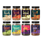 4 Dry Fruits & 4 Seeds Combo Pack | Cashews, Almonds, Raisins, Anjeer + Pumpkin, Sunflower, Chia & Flax Seeds | 100g Each