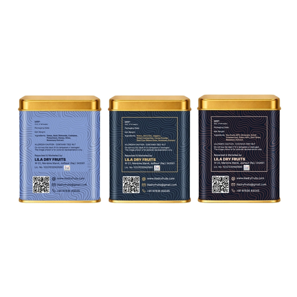 Lila Dry Fruits Date Bites Classic, Chocolate Almond & Cranberry Almond (Pack of 3)
