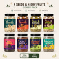 4 Seeds & 4 Dry Fruits Combo Pack | 100g Each | Cashews, Almonds, Raisins, Pistachios, Pumpkin, Sunflower, Chia & Flax Seeds
