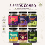6 Premium Seeds Combo (200g Each) | Chia, Flax, Pumpkin, Sunflower, Watermelon & Basil Seeds | Total 1.2kg