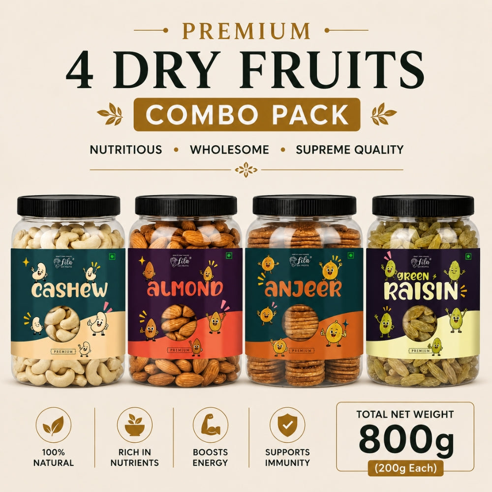 Premium 4 Dry Fruits Combo (200g Each) – Cashews, Almonds, Anjeer & Raisins