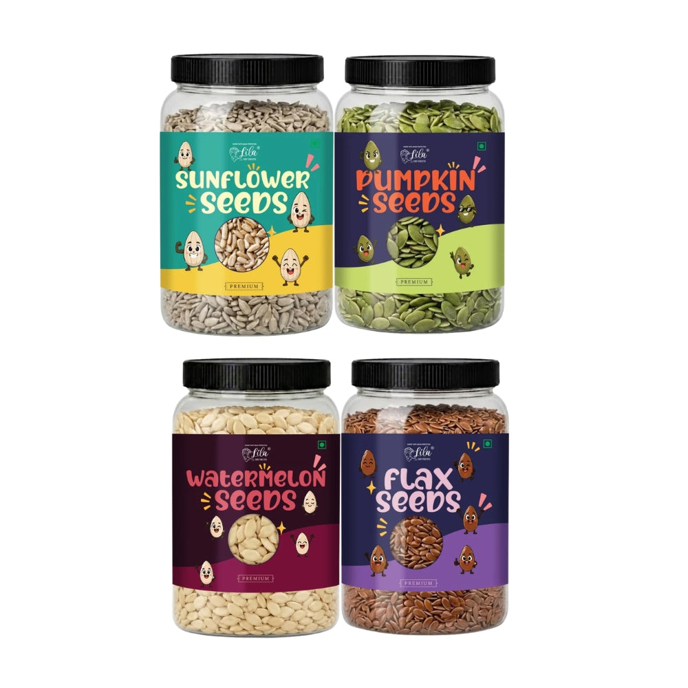 Premium 4 Seeds Combo Pack (800g) – 200g Each Watermelon, Flax, Pumpkin & Sunflower Seeds | Healthy Mixed Seeds for Daily Nutrition