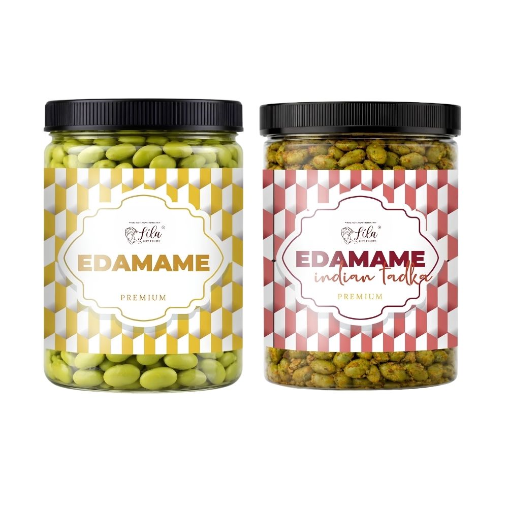 Lila Dry Fruits Premium Edamame 2 Flavours Combo – Classic & Indian Tadka (Pack of 2, 100g Each)