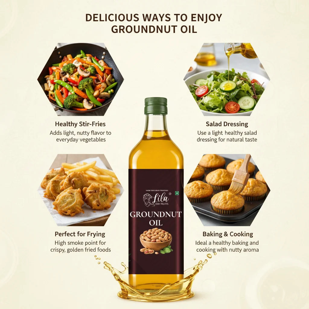 Cold Pressed Groundnut Oil 500 ML for Cooking & Frying Use