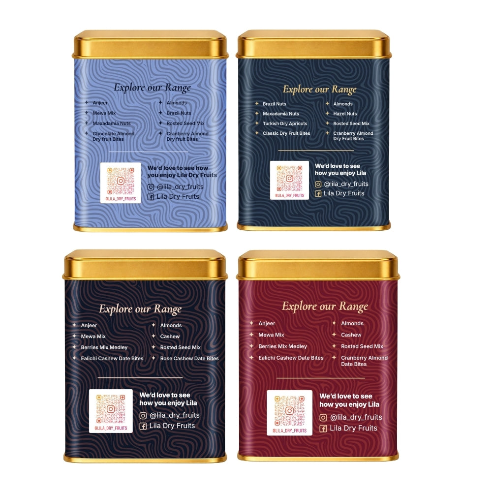Lila Dry Fruits Date Bites Classic, Chocolate Almond, Cranberry Almond & Rose Cashew (Pack of 4)