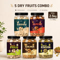Premium 5 Dry Fruits Combo Pack (200g Each) | Cashews, Almonds, Pista, Walnuts & Raisins