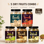 Premium 5 Dry Fruits Combo Pack (200g Each) | Cashews, Almonds, Pista, Walnuts & Raisins