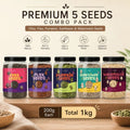 Premium 5 Seeds Combo Pack – Chia, Flax, Pumpkin, Sunflower & Watermelon Seeds (200g Each) | Total 1kg