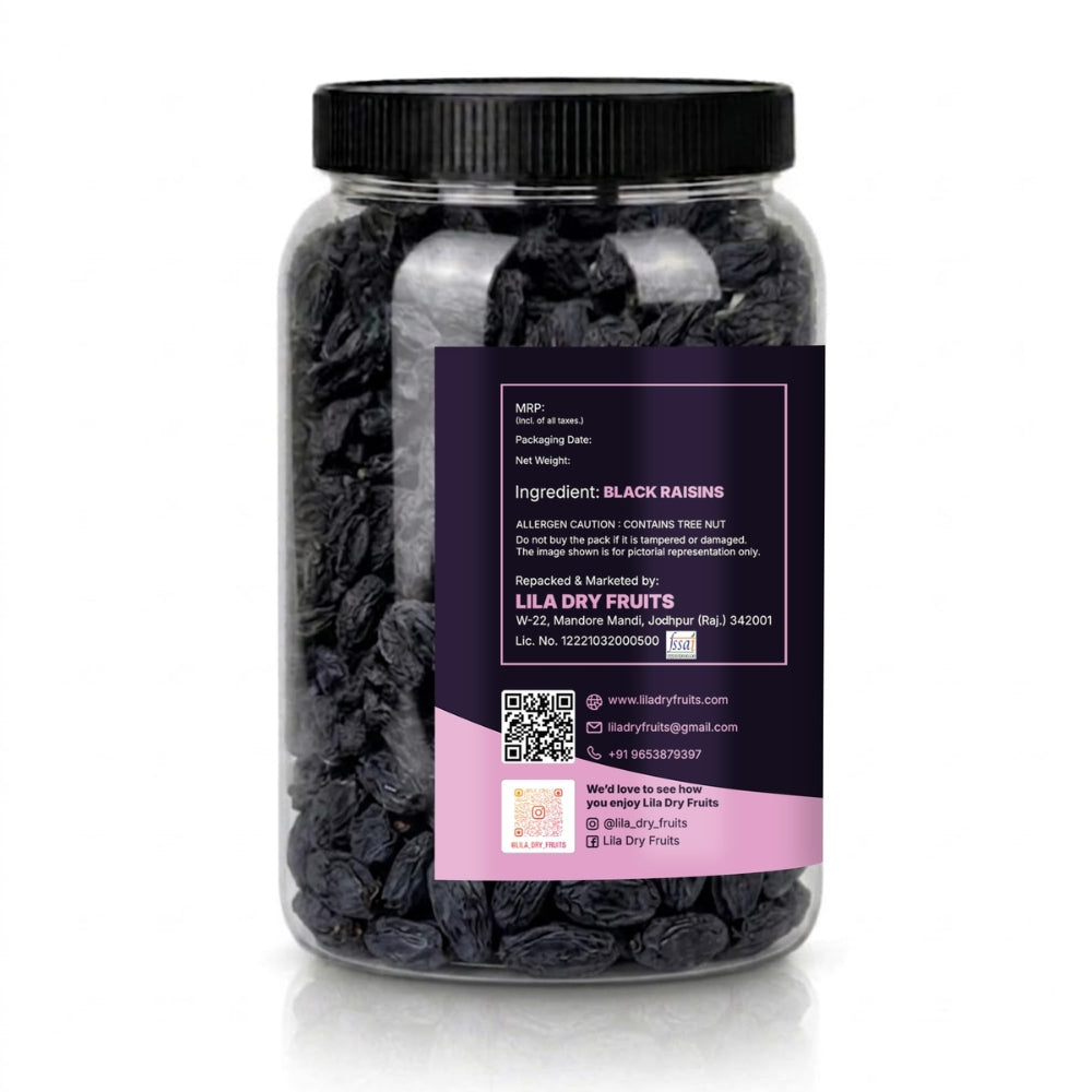 LILA Dry Fruits Black Raisins (Kali Kishmish) | Seedless Natural Dried Grapes