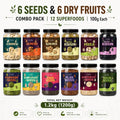 6 Premium Dry Fruits & 6 Healthy Seeds Combo Pack (100g Each) | Cashews, Almonds, Walnuts, Raisins, Pistachios, & More