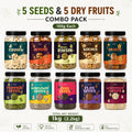 5 Seeds & 5 Dry Fruits Combo Pack – 100g Each | Cashew, Almond, Raisins, Walnut, Anjeer, Pumpkin, Sunflower, Chia, Flax & Watermelon Seeds | Healthy Superfood Mix