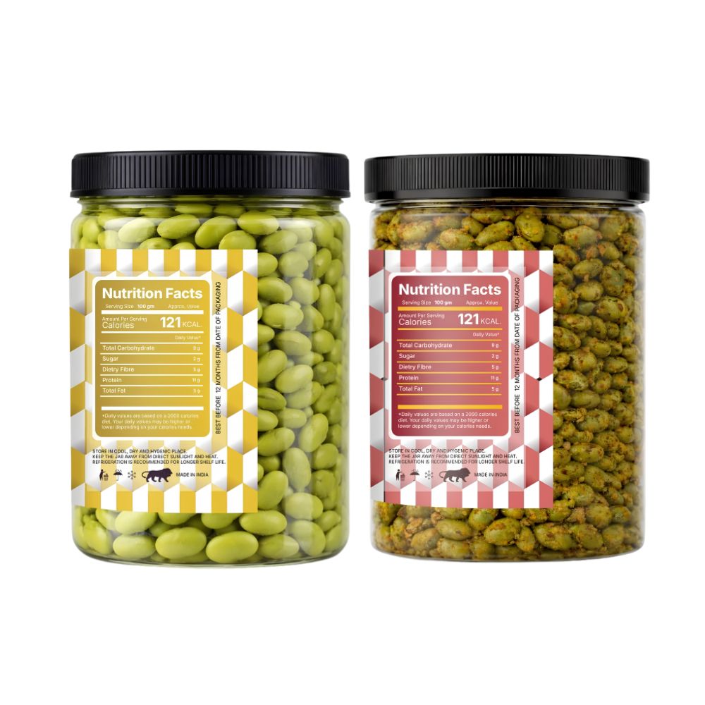 Lila Dry Fruits Premium Edamame 2 Flavours Combo – Classic & Indian Tadka (Pack of 2, 100g Each)