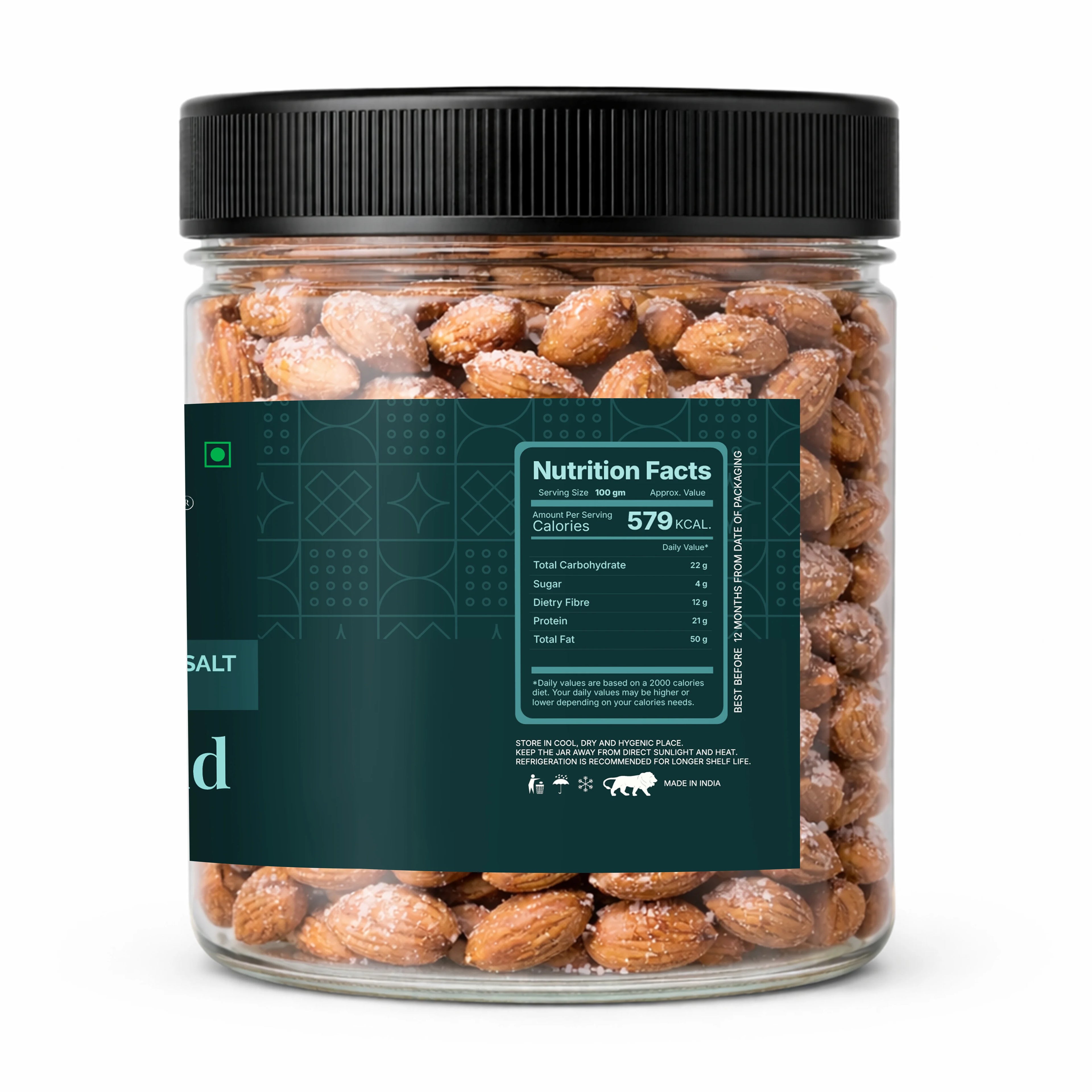 Roasted Almonds Himalayan Pink Salt Crunchy Snack 250g
