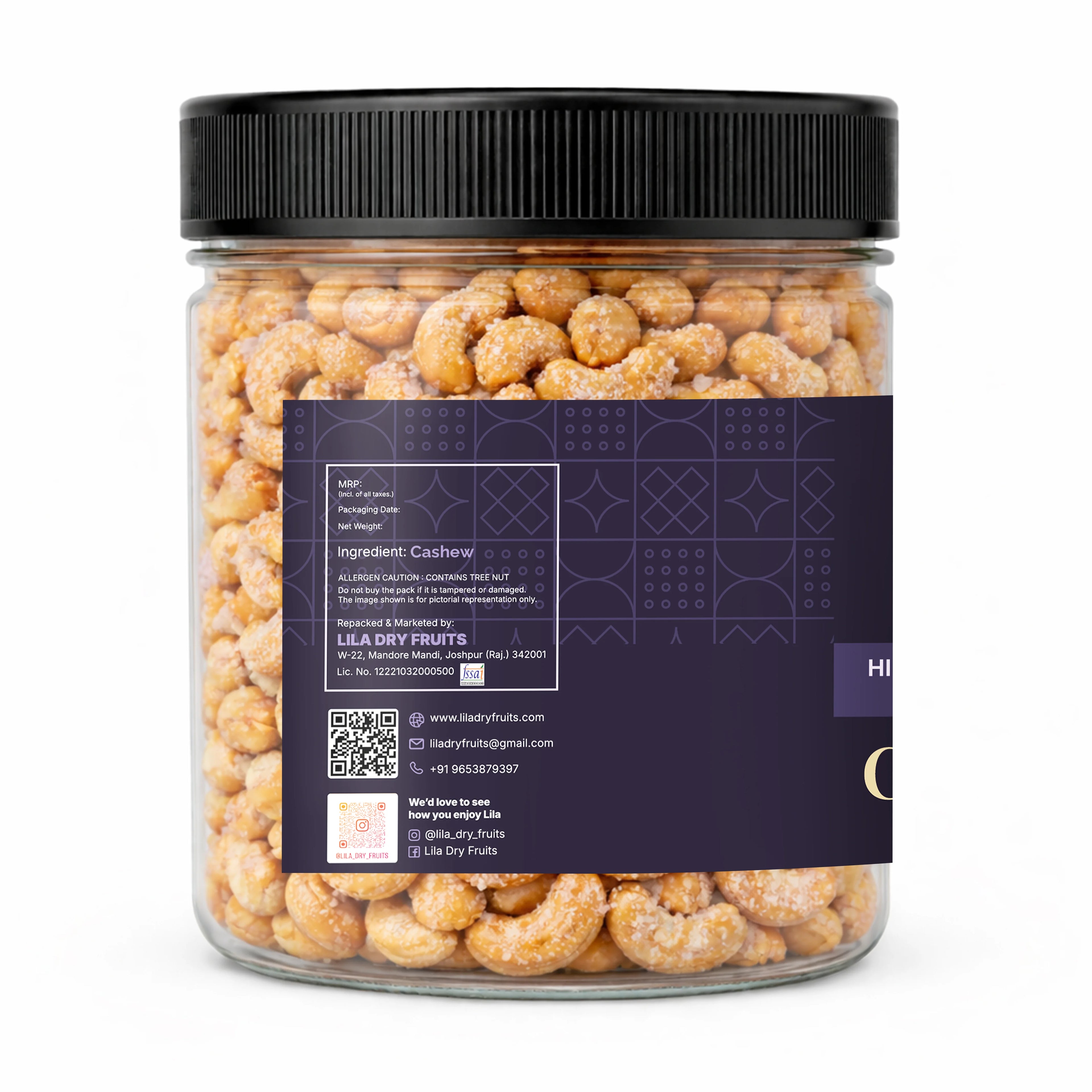 Roasted Cashews Pink Salt Crunchy Premium Snack 250g