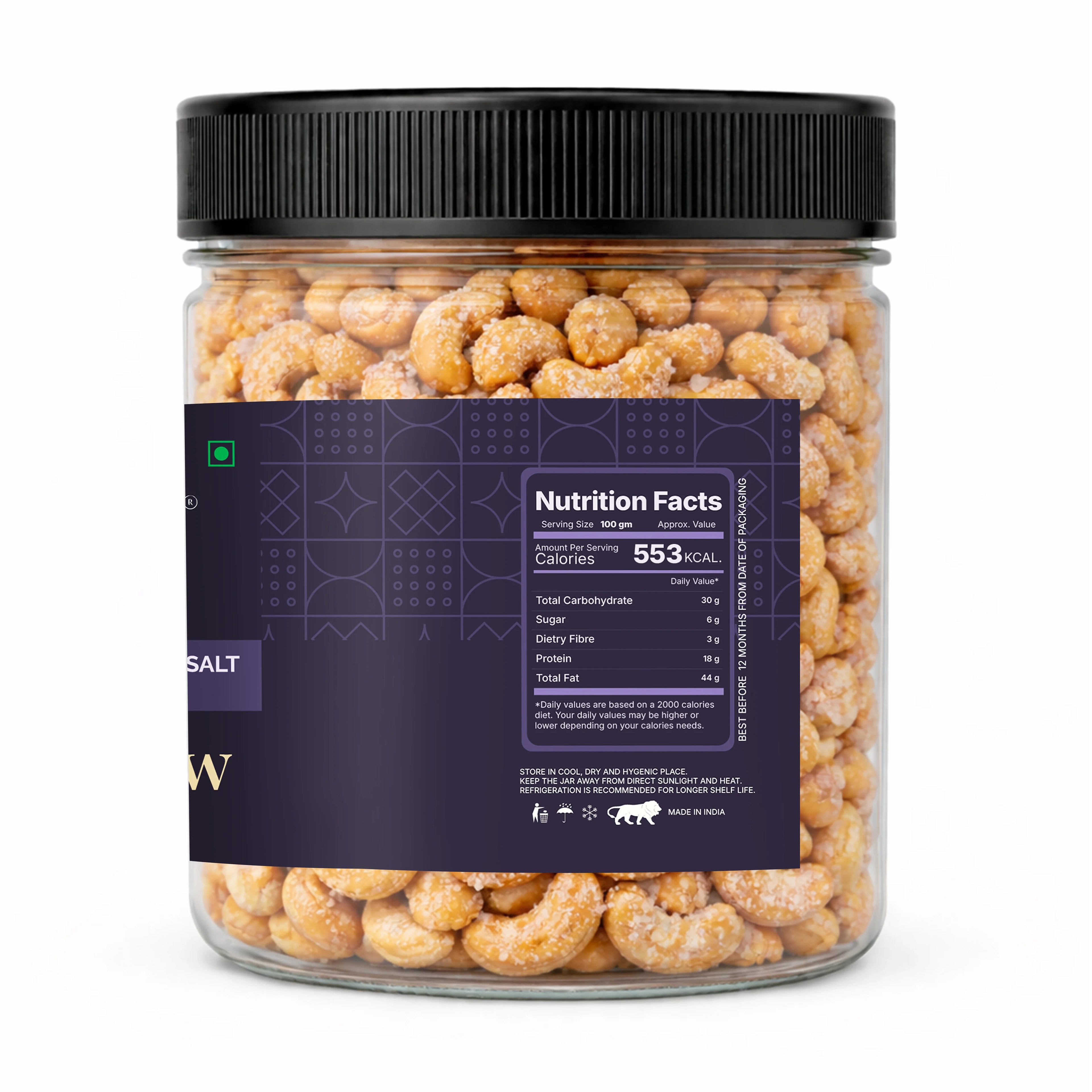 Roasted Cashews Pink Salt Crunchy Premium Snack 250g