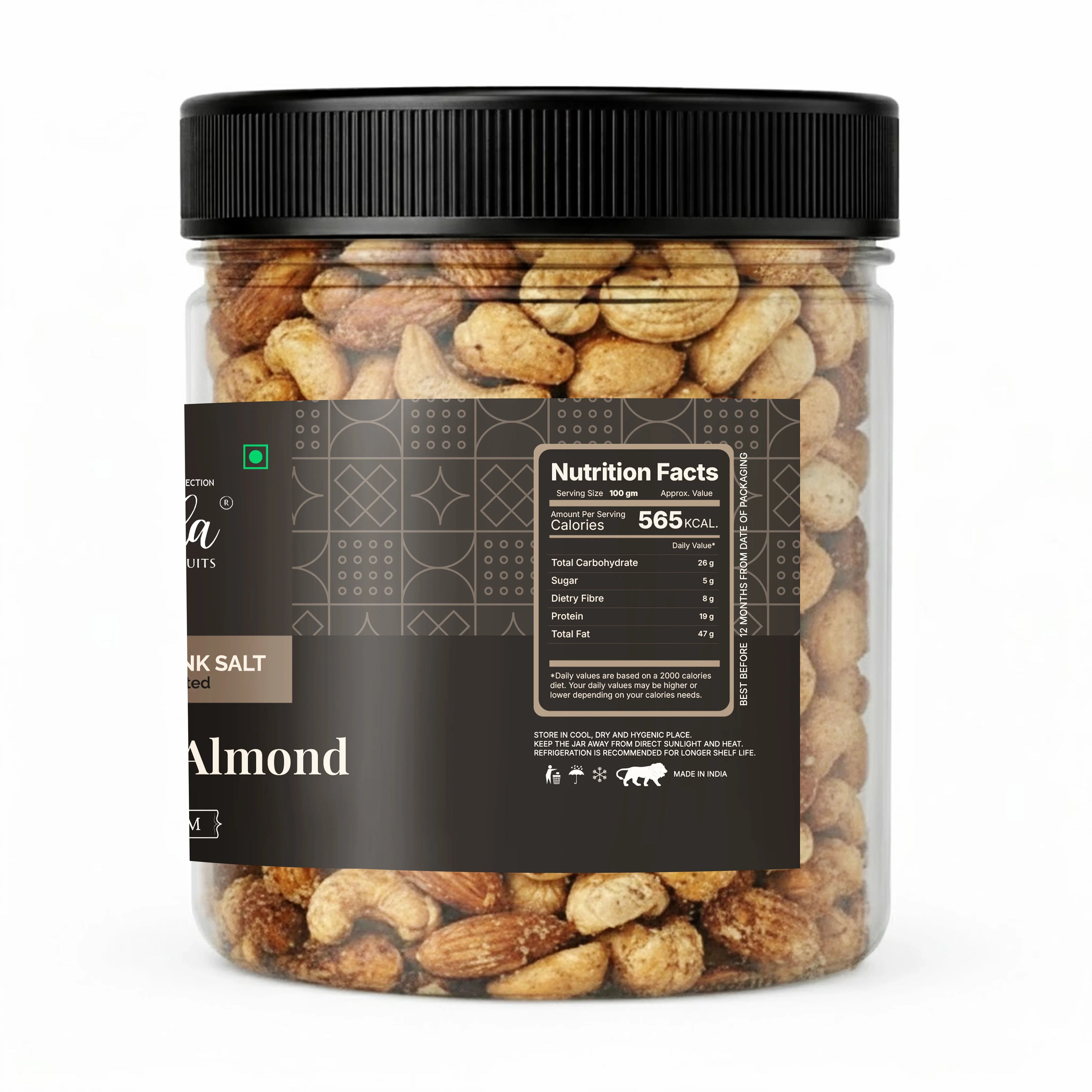 Roasted Kaju Badam Mix 250g Salted Cashew Almond Snack