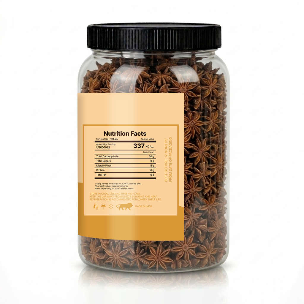 LILA DRY FRUITS Star Anise (Chakri Phool) | Premium Whole Spice | Pure, Fresh & Aromatic