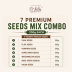 Premium 7 Seeds Mix (200g Each) – Chia, Flax, Pumpkin, Sunflower, Watermelon, Basil & Halim Seeds