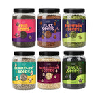 6 Premium Seeds Combo (200g Each) | Chia, Flax, Pumpkin, Sunflower, Watermelon & Basil Seeds | Total 1.2kg