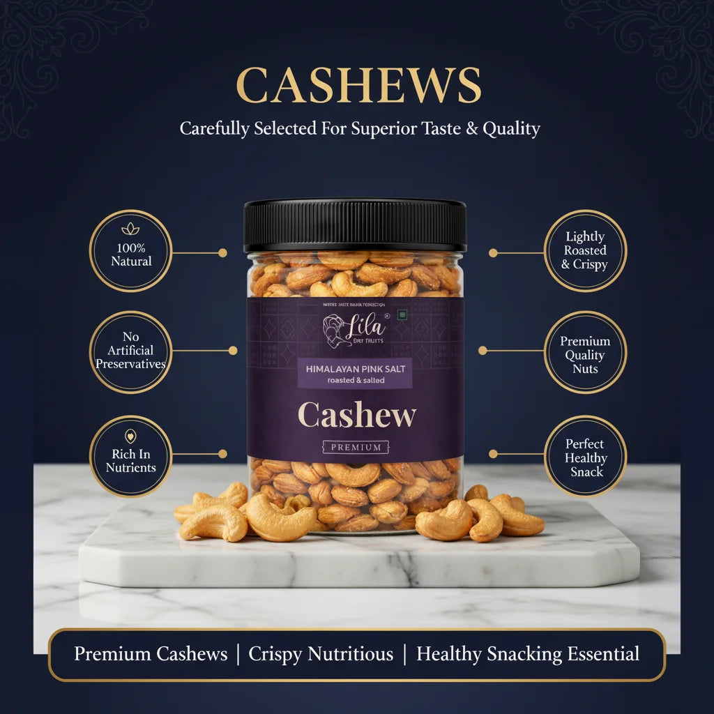Roasted Cashews Pink Salt Crunchy Premium Snack 250g
