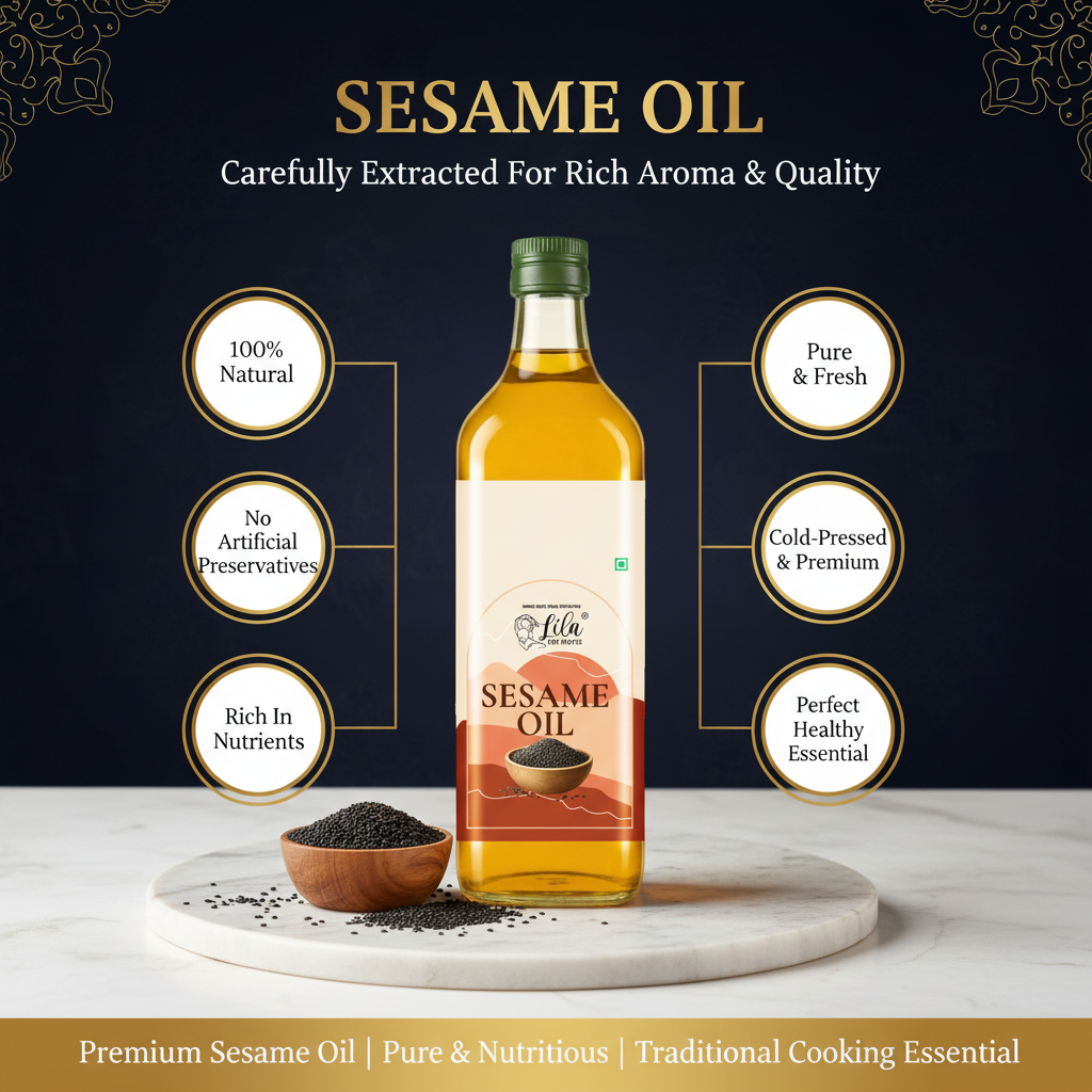 Cold Pressed Sesame Oil 500 ML for Cooking & Daily Kitchen Use